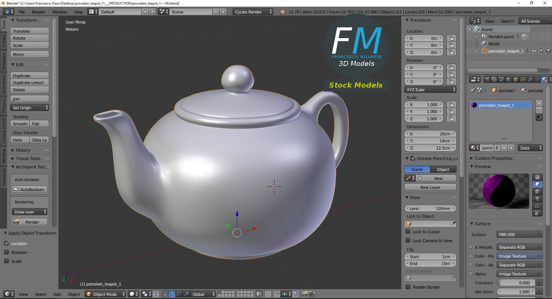 3D-Modell - Teekanne aus Porzellan - 09