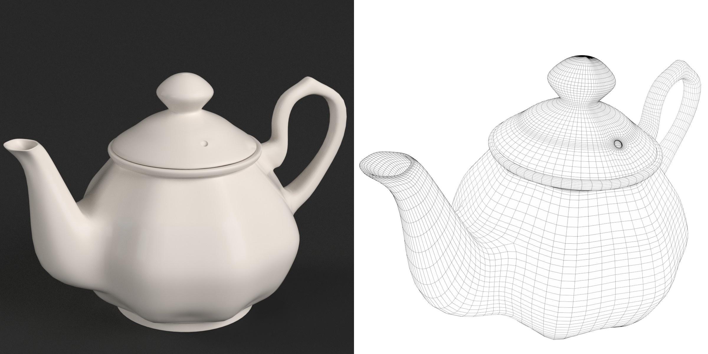 3D-Modell - Teekanne aus Porzellan