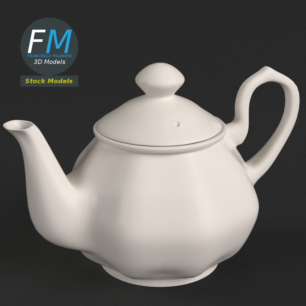 3D-Modell - Teekanne aus Porzellan - 01