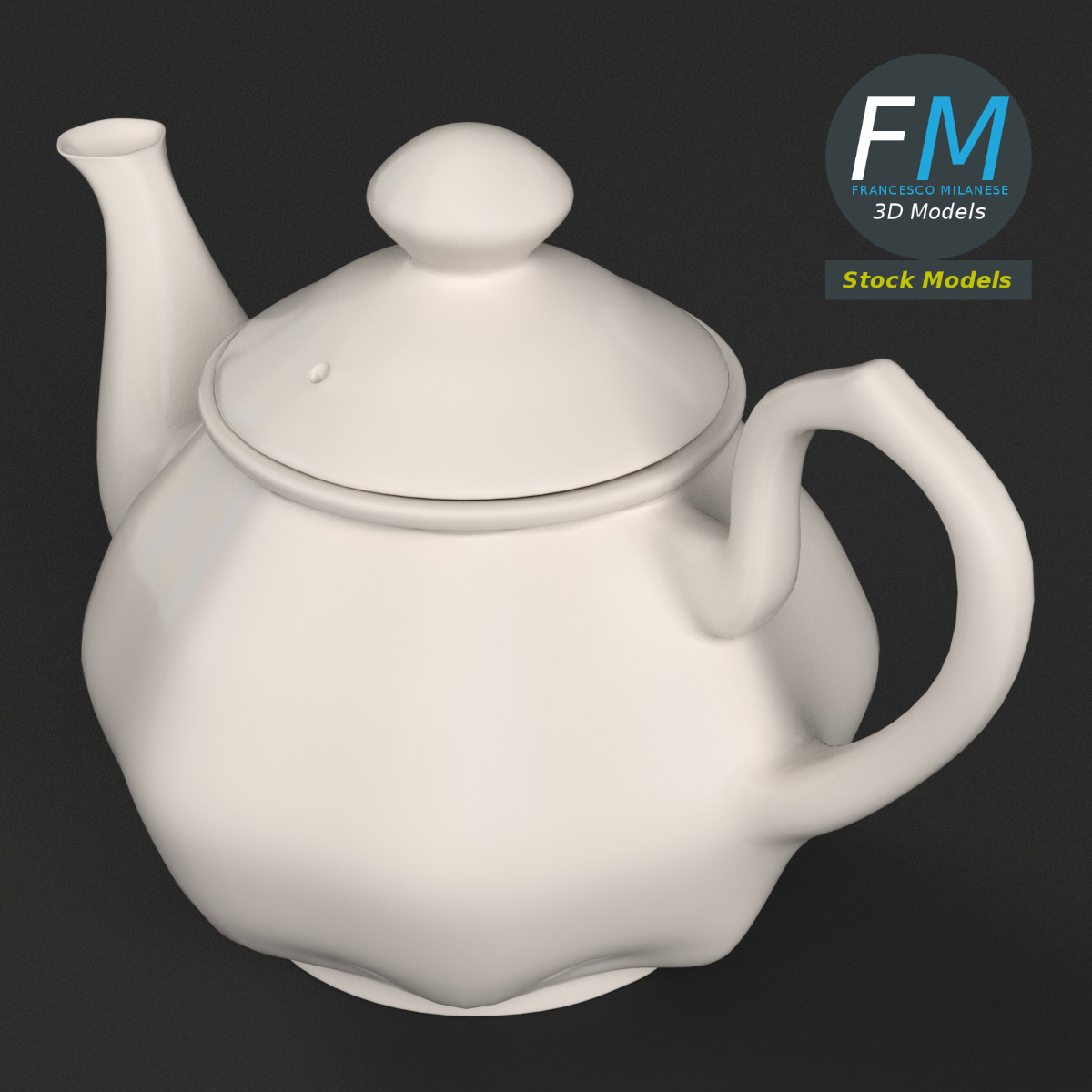 3D-Modell - Teekanne aus Porzellan - 02