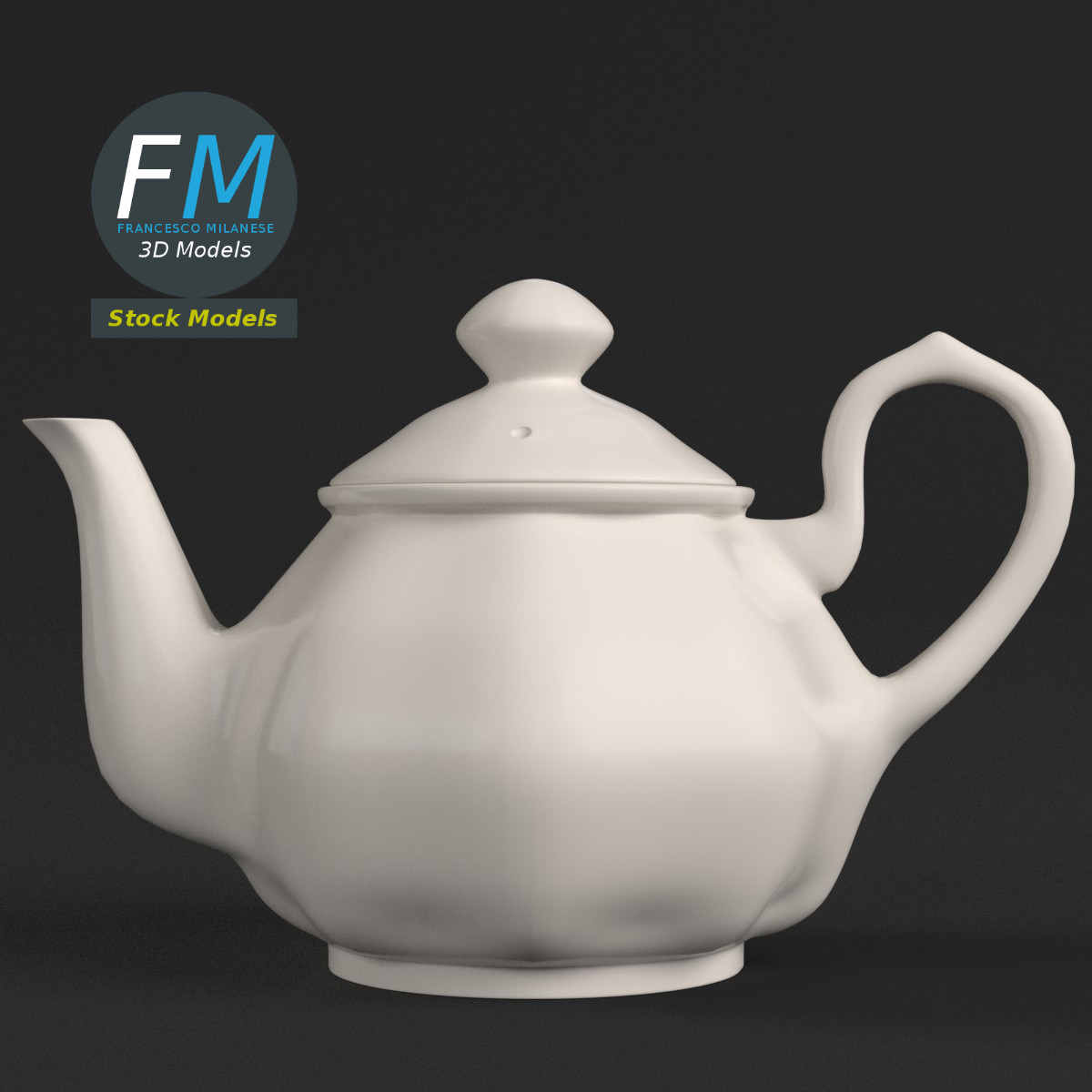 3D-Modell - Teekanne aus Porzellan - 03