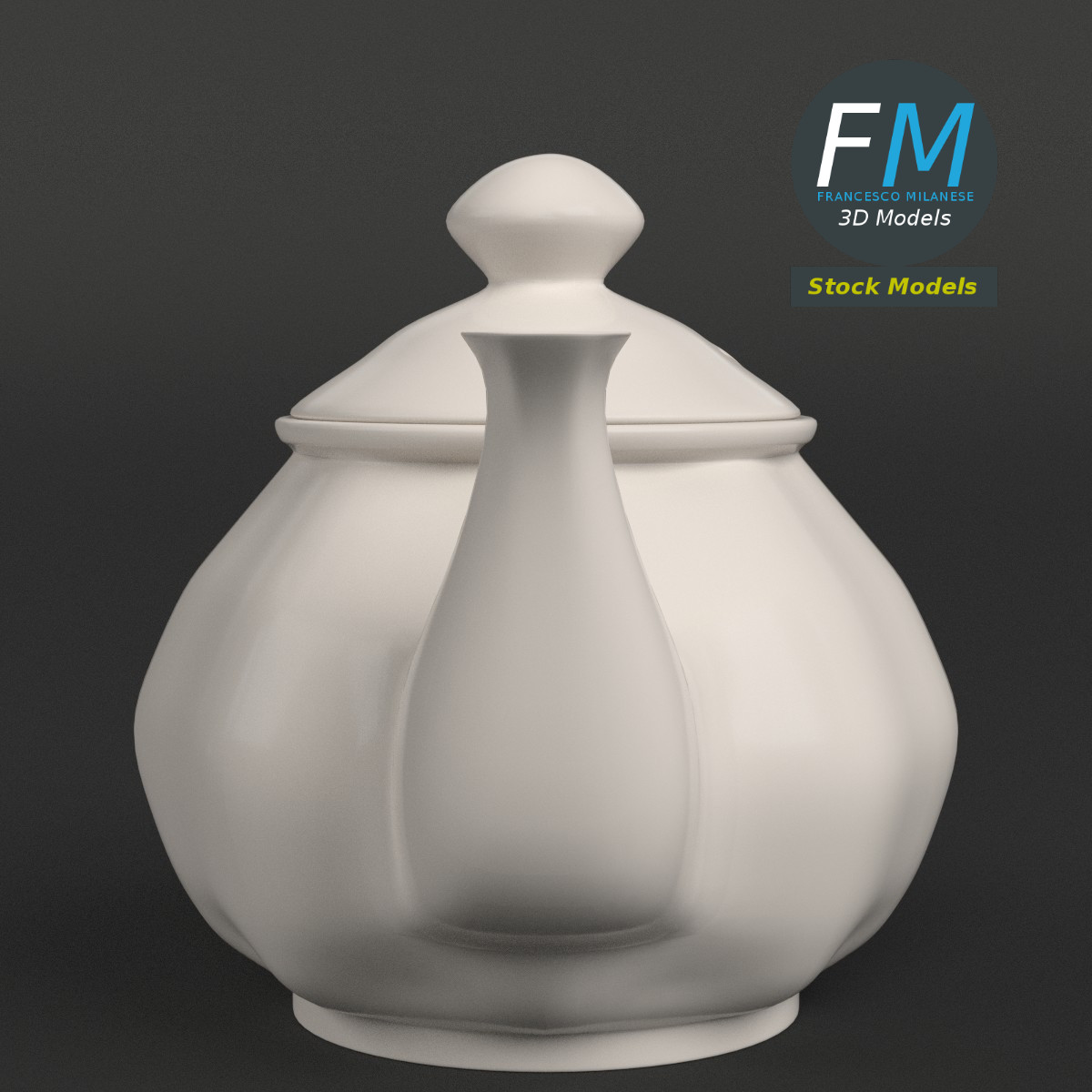 3D-Modell - Teekanne aus Porzellan - 04