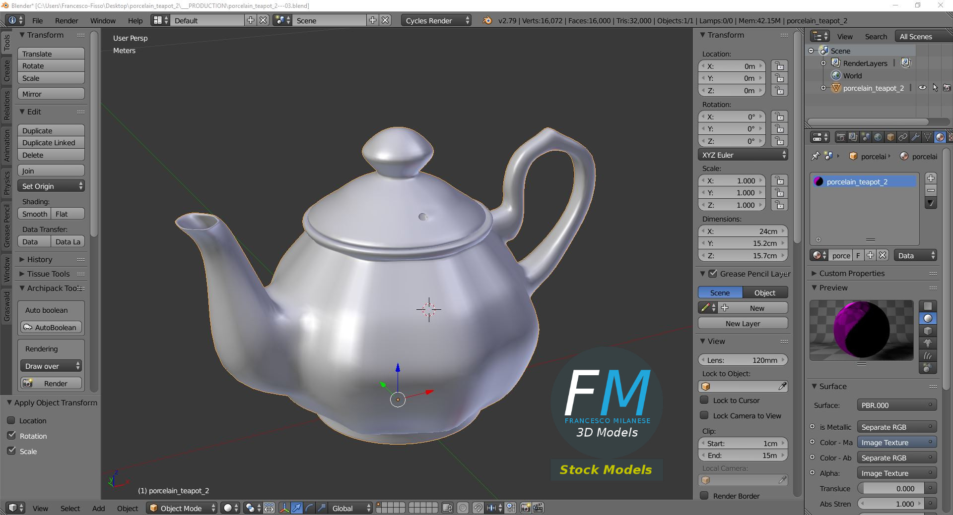 3D-Modell - Teekanne aus Porzellan - 09