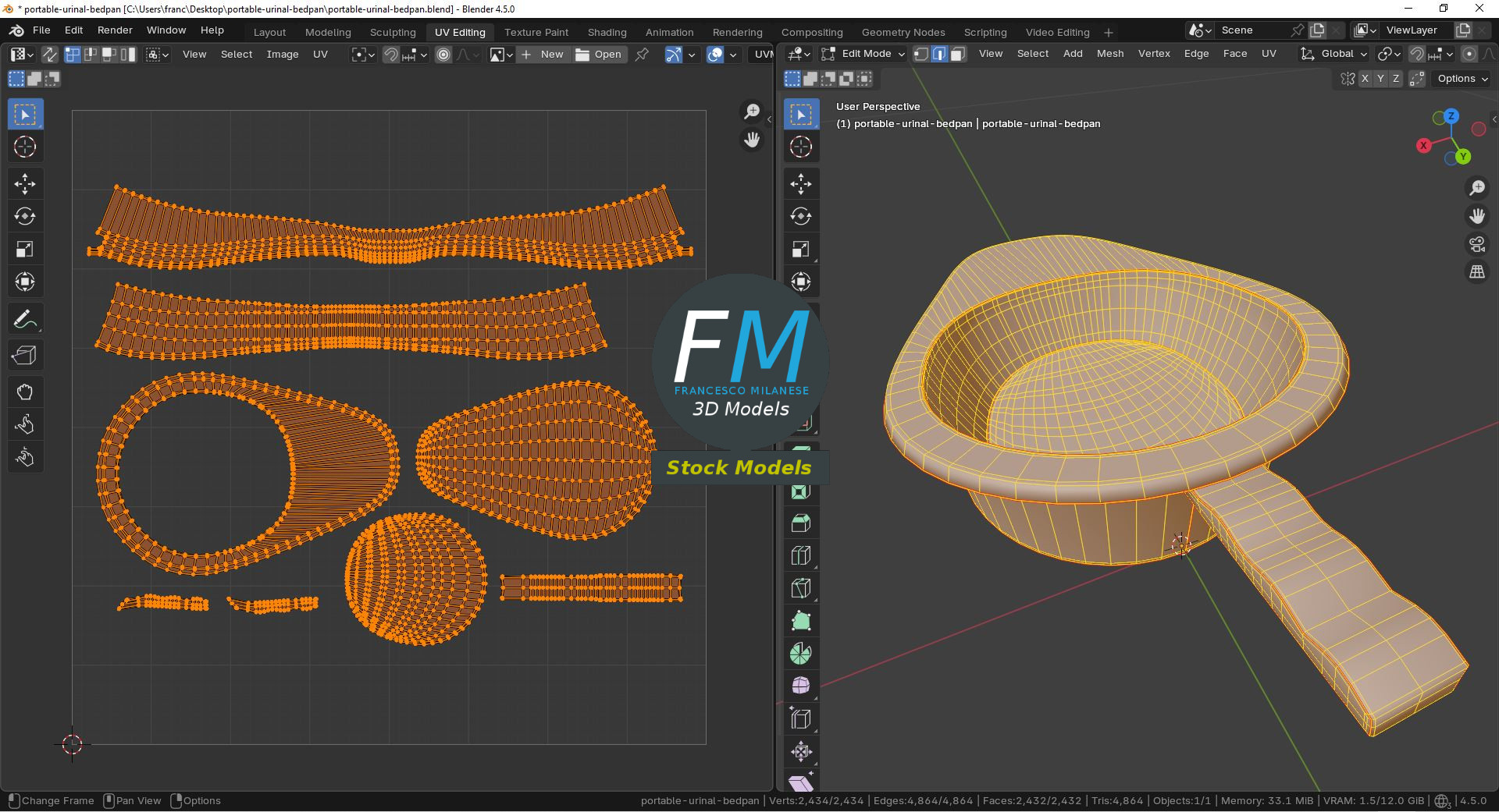 3D-Modell - Tragbare Urin-Bettpfanne - 10