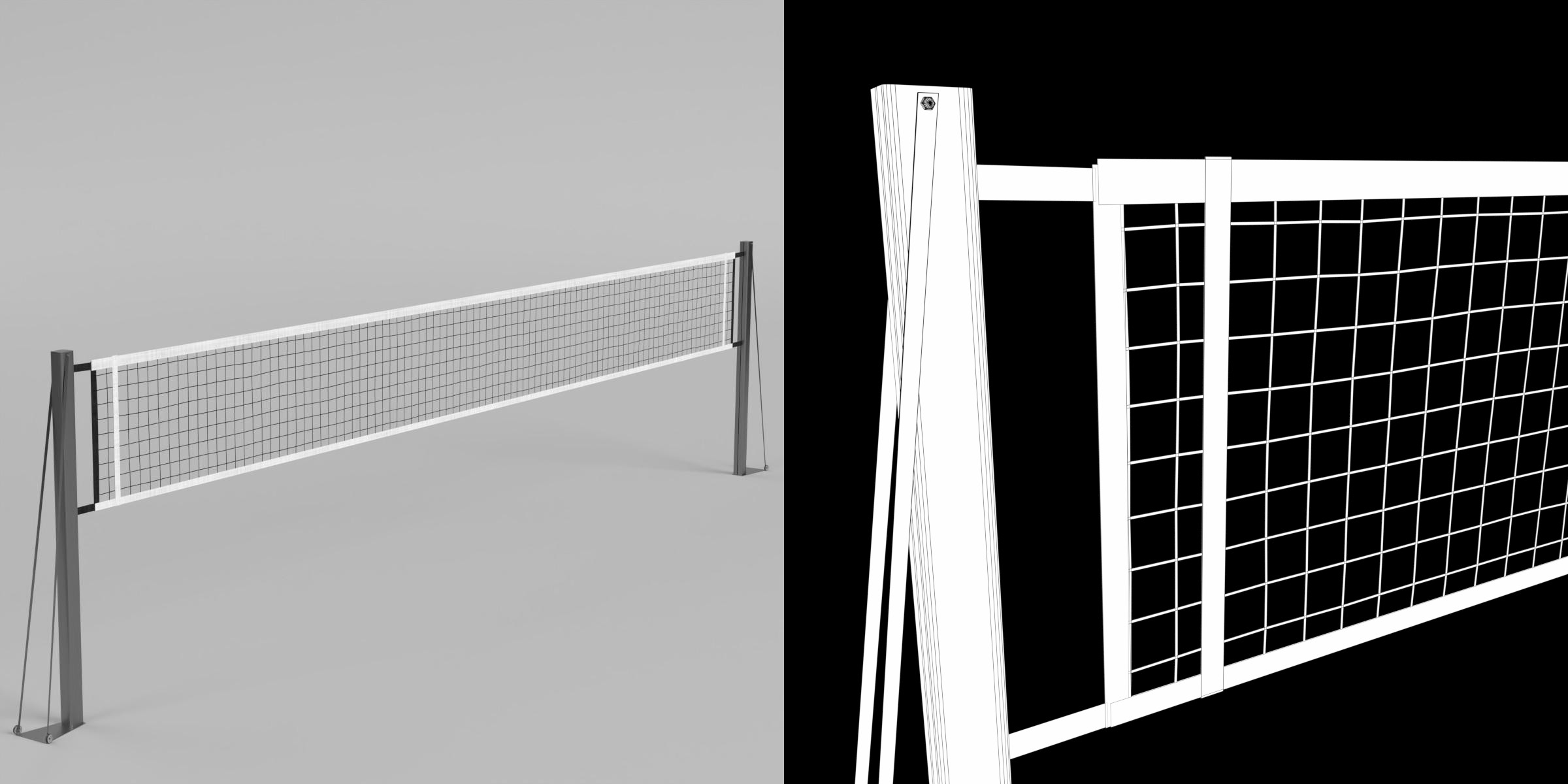 3D Model - Portable Volleyball Net with Wheeled Posts