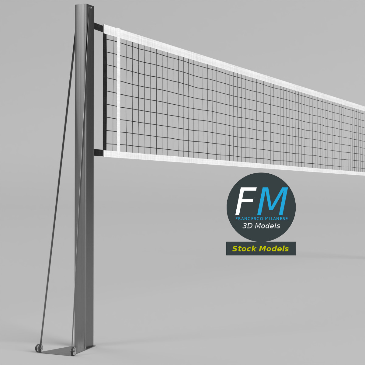 3D Model - Portable Volleyball Net with Wheeled Posts - 02