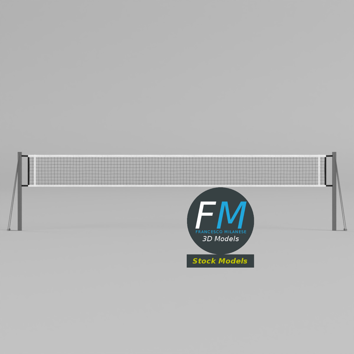 3D Model - Portable Volleyball Net with Wheeled Posts - 03