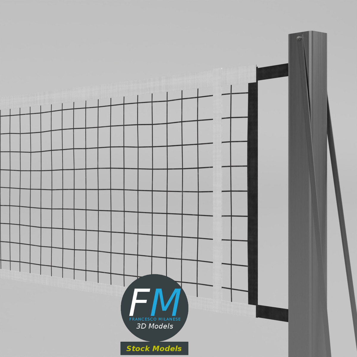 3D Model - Portable Volleyball Net with Wheeled Posts - 04