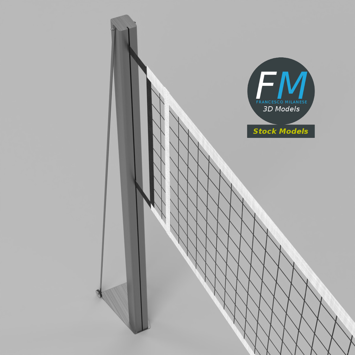 3D Model - Portable Volleyball Net with Wheeled Posts - 05