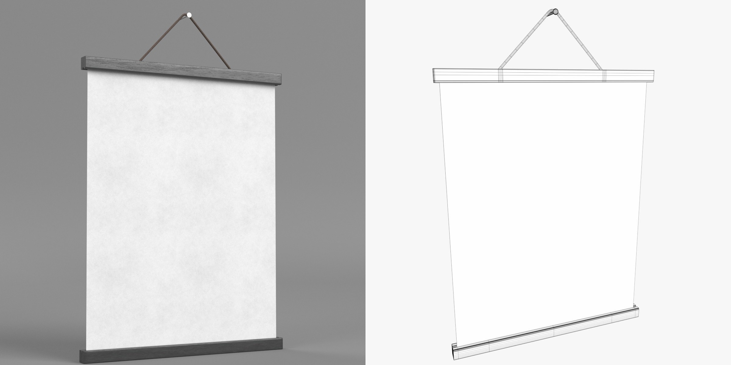 3D-Modell - Posterhalter mit Seilaufhängung