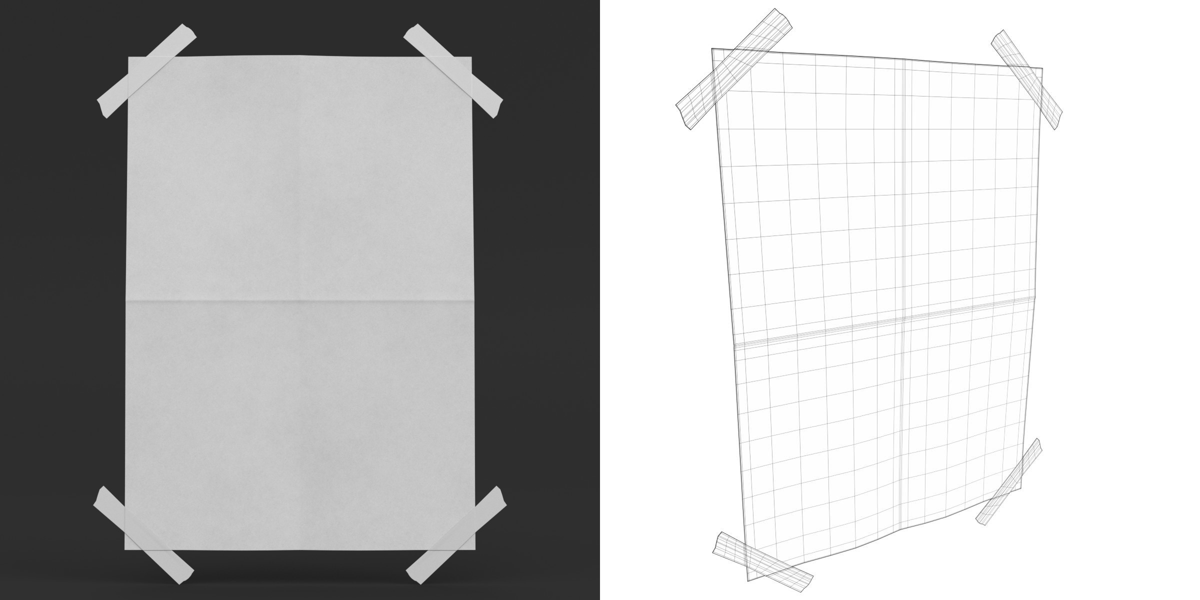 3D-Modell - Poster-Mockup mit Klebeband