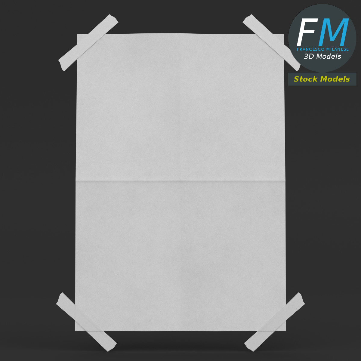 3D-Modell - Poster-Mockup mit Klebeband - 01