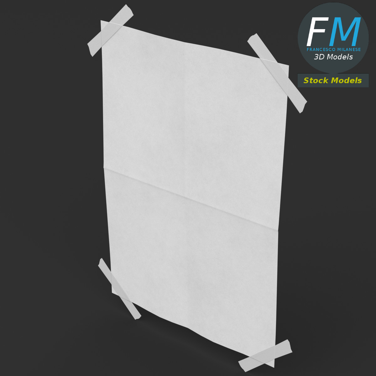 3D-Modell - Poster-Mockup mit Klebeband - 02