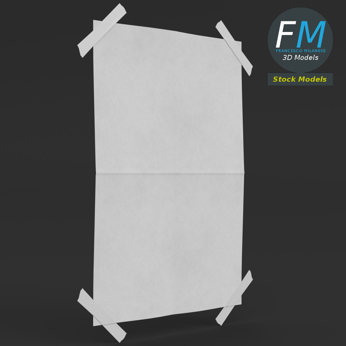 3D-Modell - Poster-Mockup mit Klebeband - 03