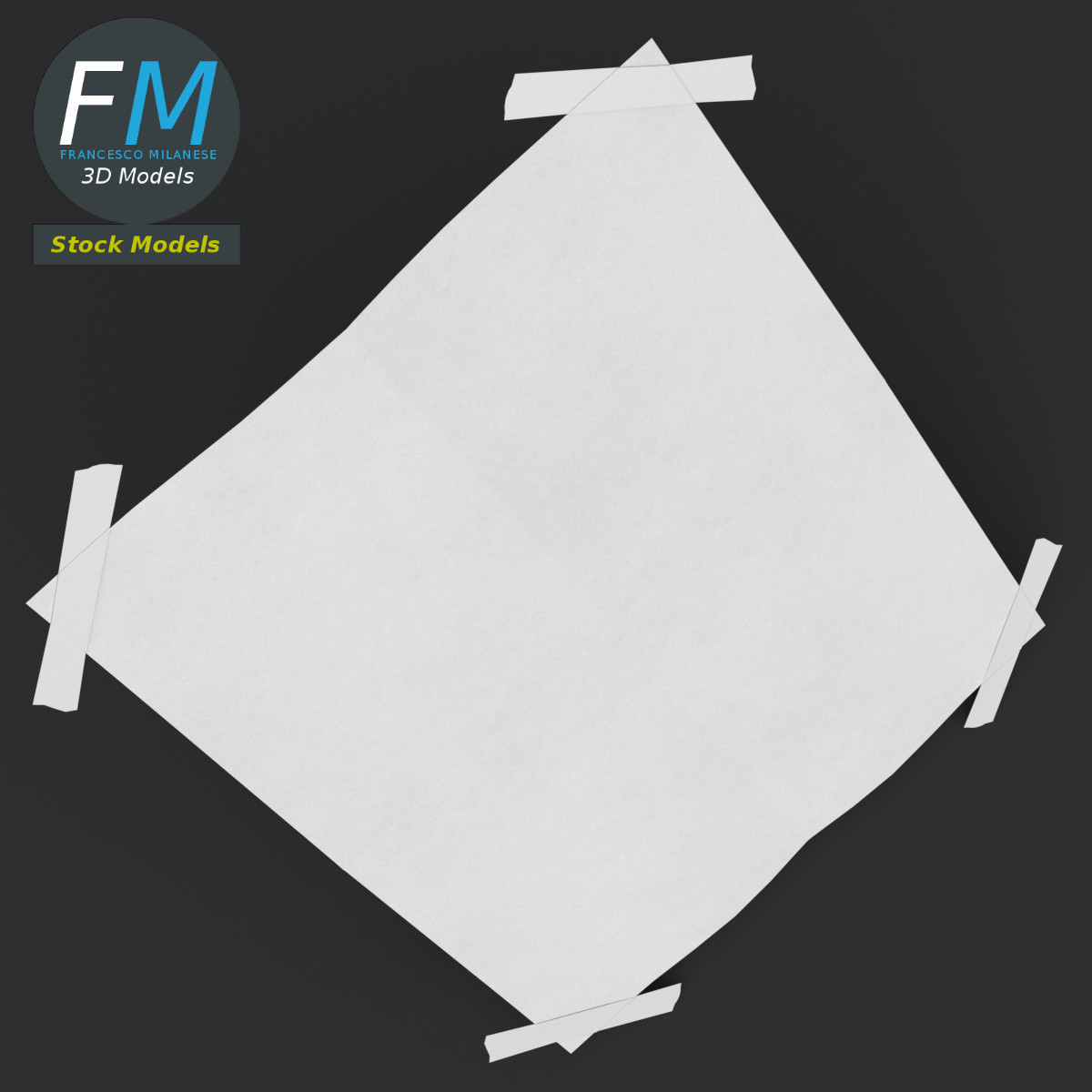 3D-Modell - Poster-Mockup mit Klebeband - 06