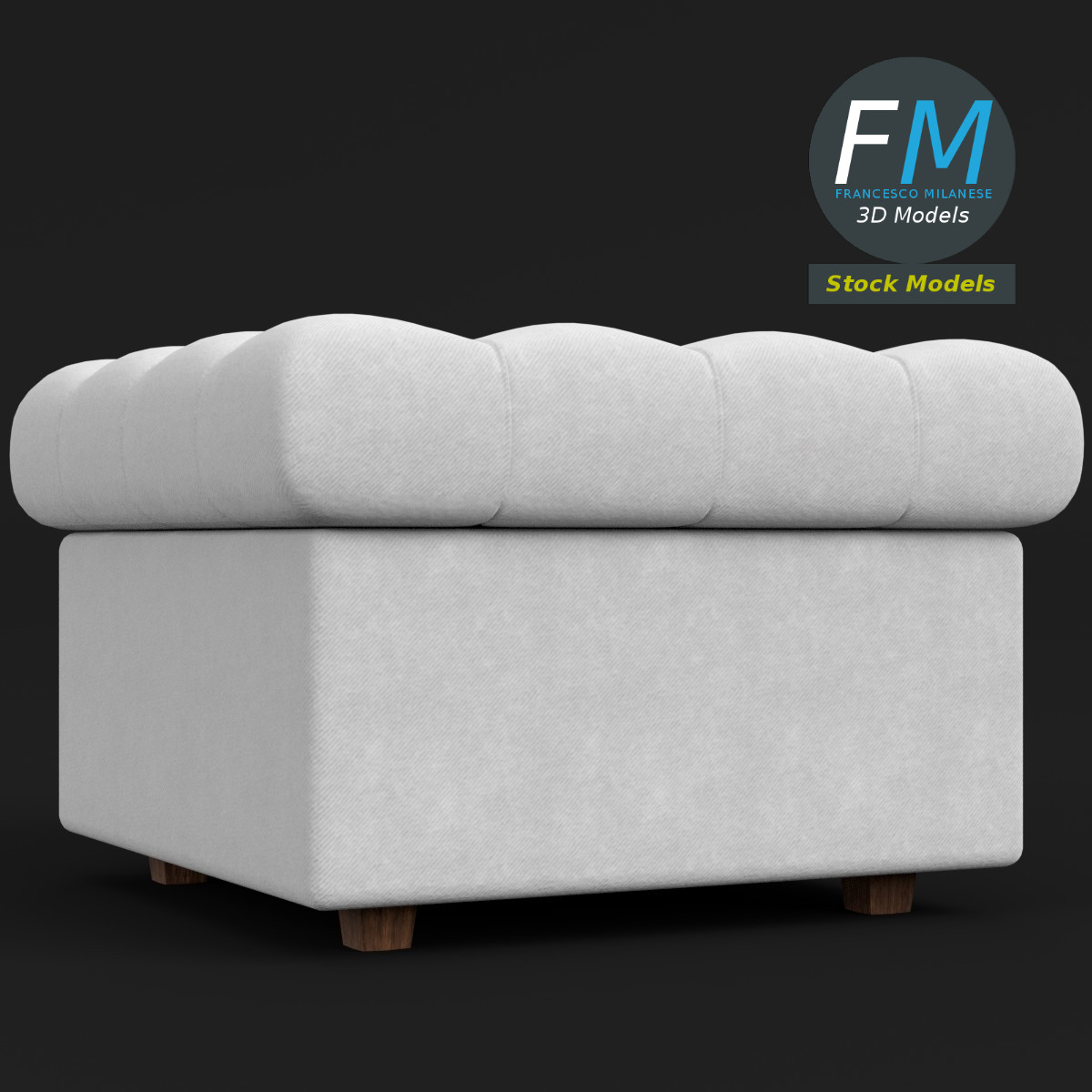 3D-Modell - Quadratischer Gepolsterter Pouf - 03