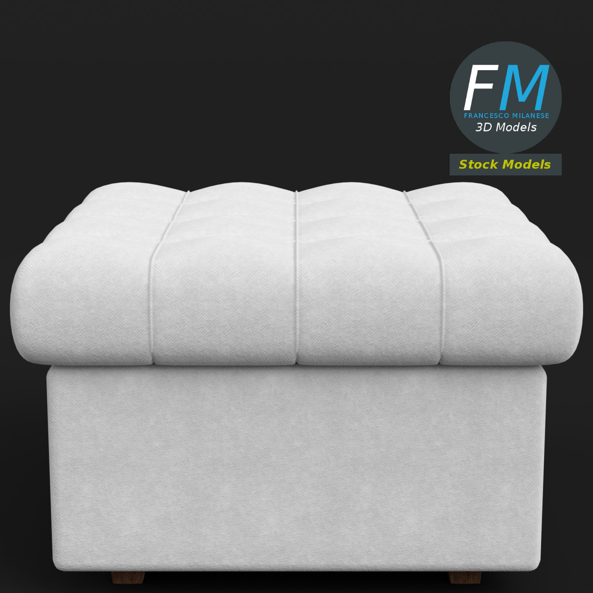 3D-Modell - Quadratischer Gepolsterter Pouf - 04