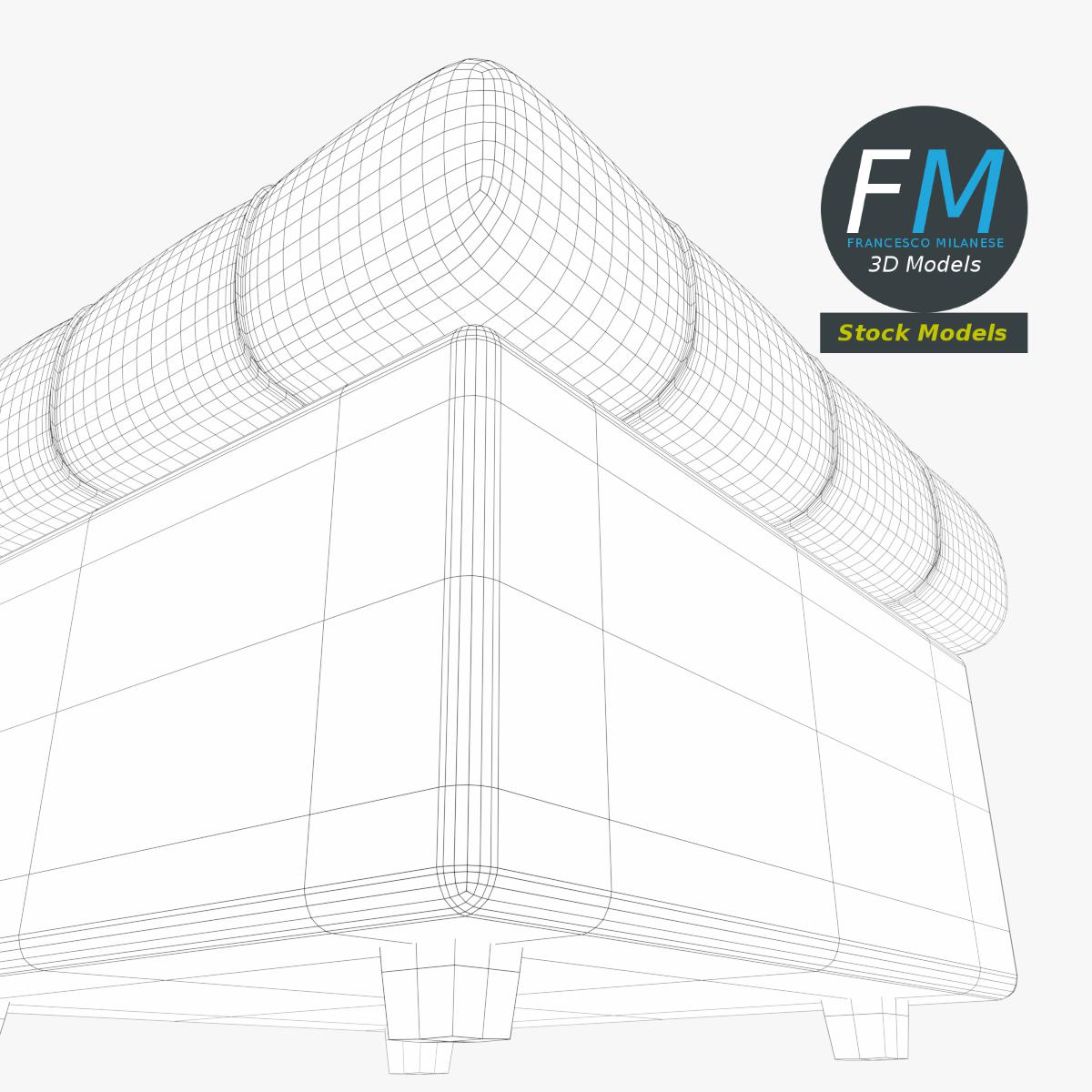 3D-Modell - Quadratischer Gepolsterter Pouf - 08