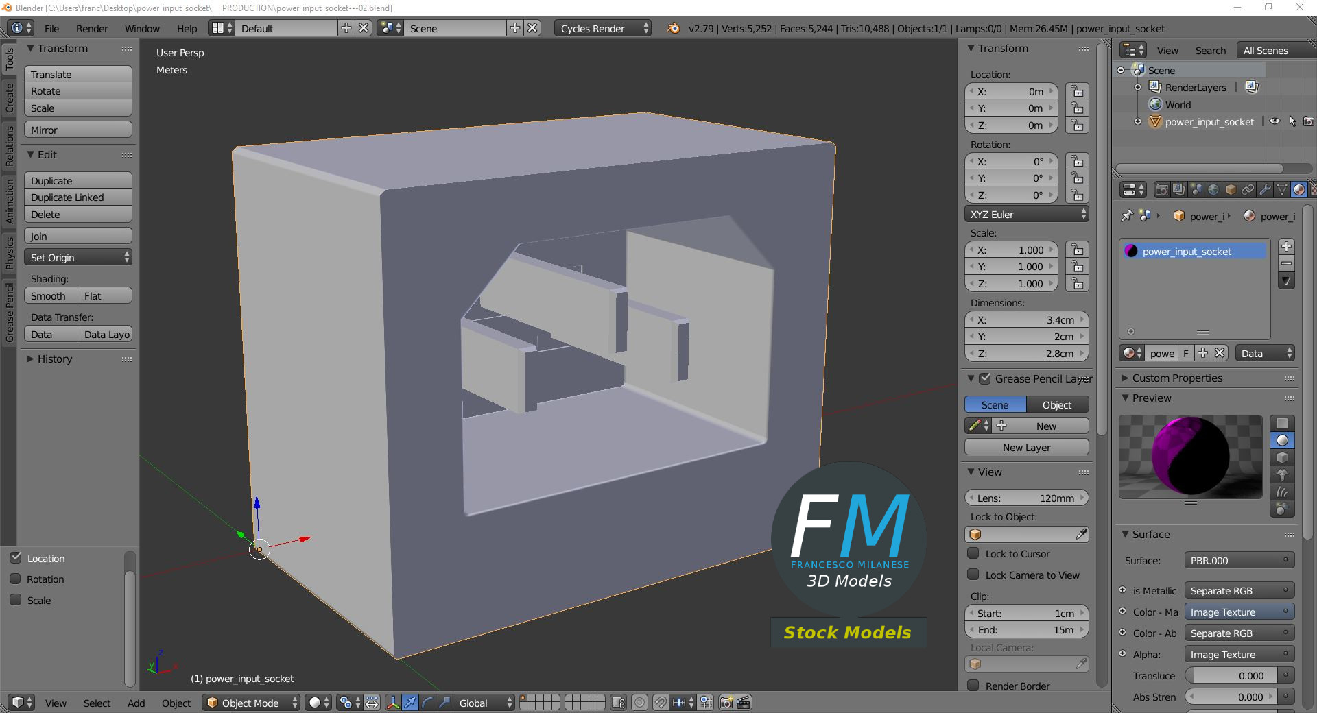 3D-Modell - Stromeingangsbuchse - 09