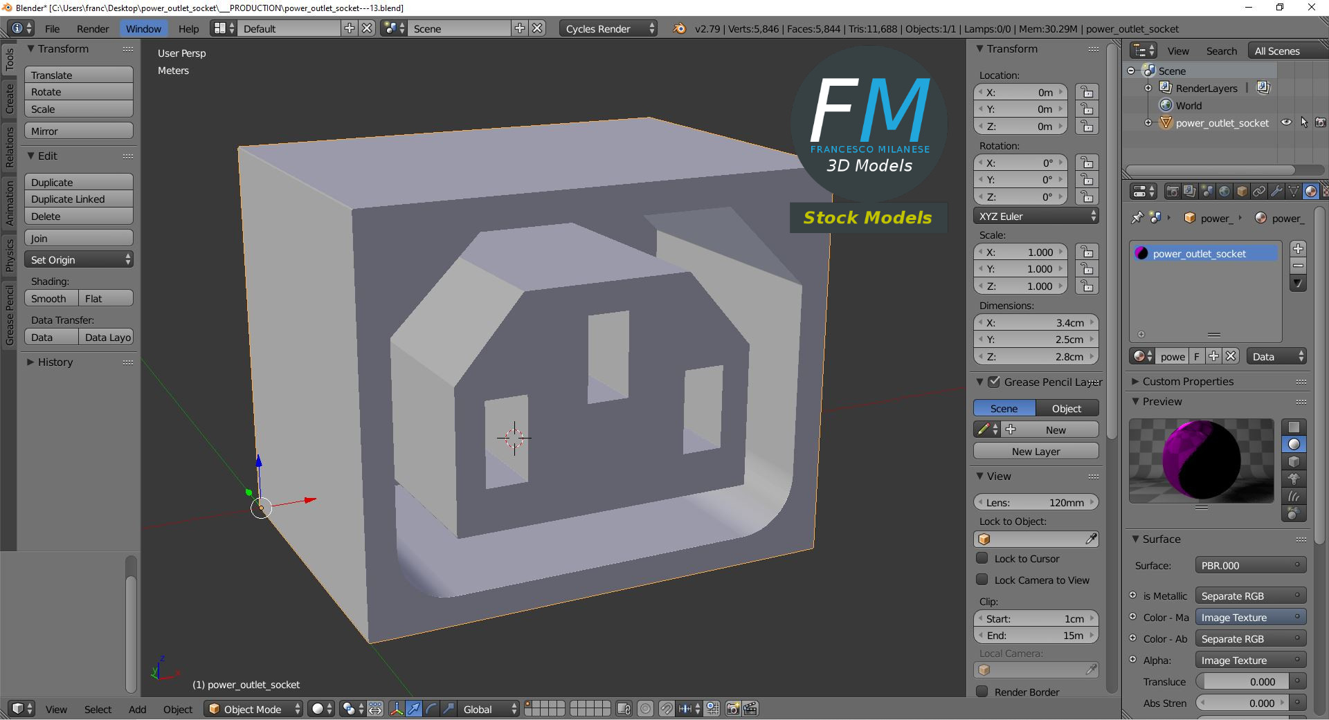 3D-Modell - Steckdose - 09