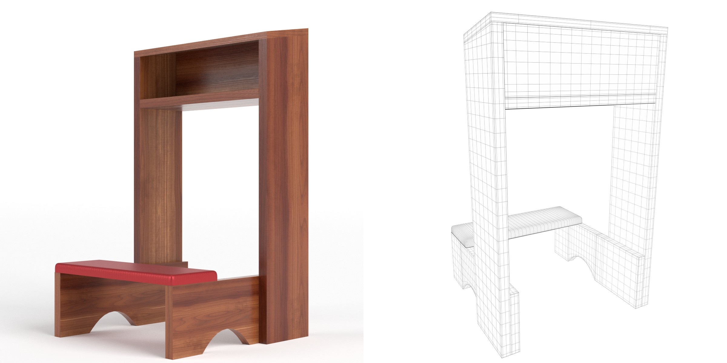 3D-Modell - Hölzerner Gebetsknieschemel