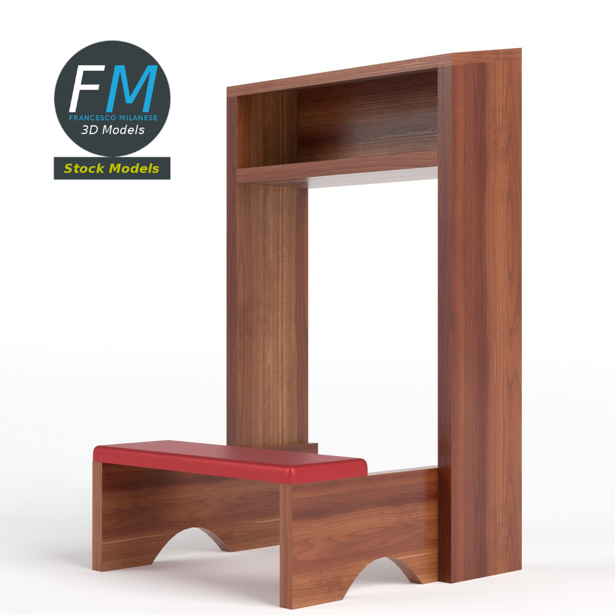 3D-Modell - Hölzerner Gebetsknieschemel - 01