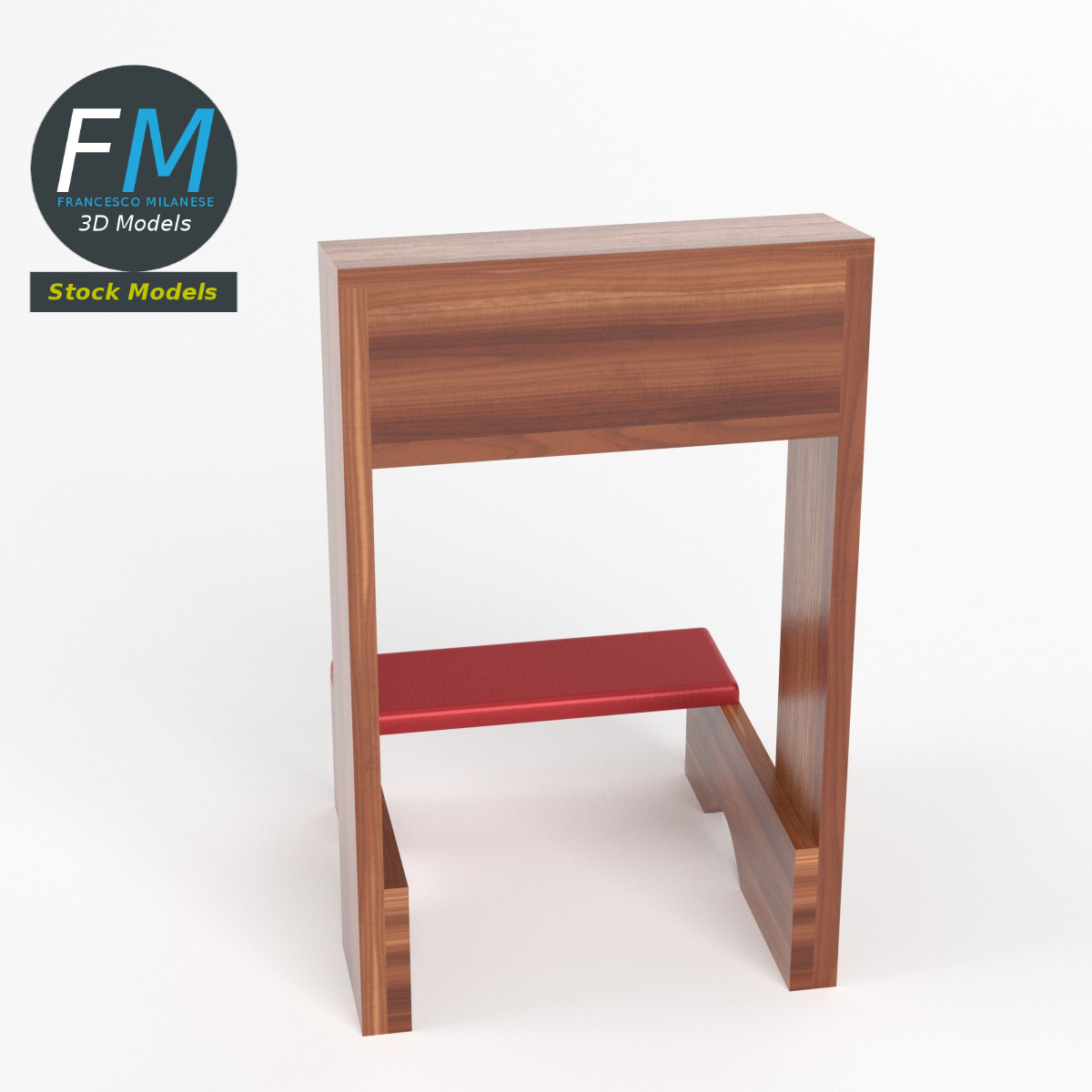 3D-Modell - Hölzerner Gebetsknieschemel - 03