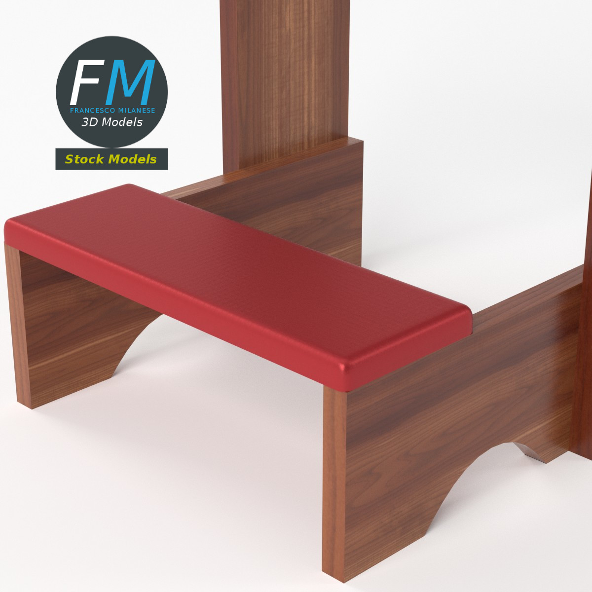 3D-Modell - Hölzerner Gebetsknieschemel - 05