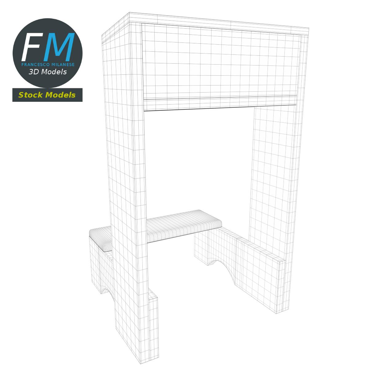 3D-Modell - Hölzerner Gebetsknieschemel - 07