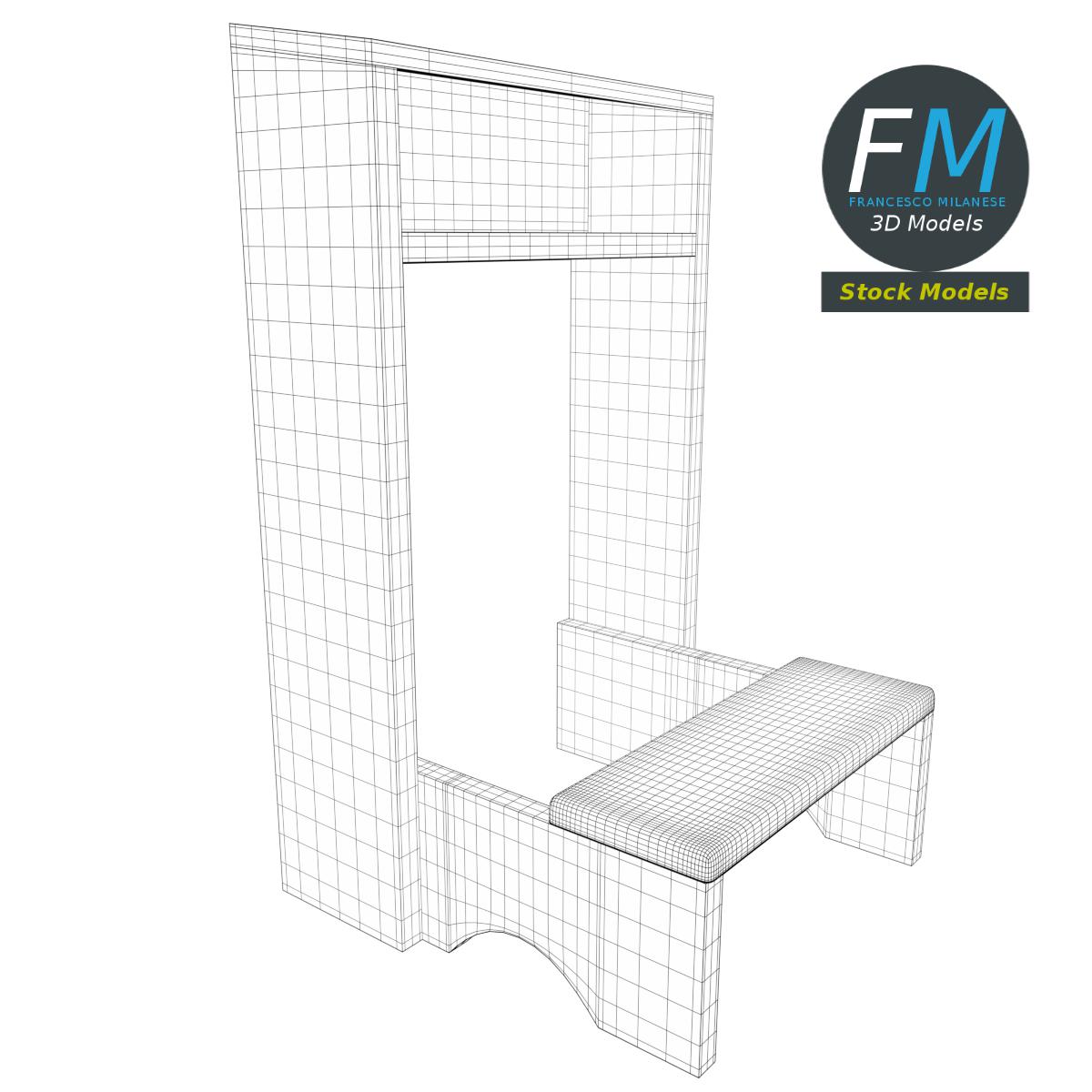 3D-Modell - Hölzerner Gebetsknieschemel - 08