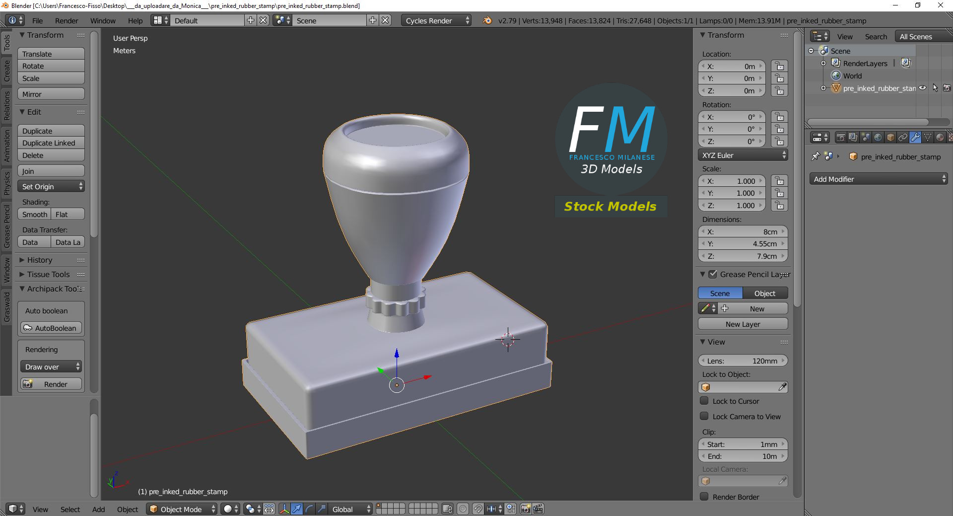3D-Modell - Vorgetränkter Gummistempel - 09