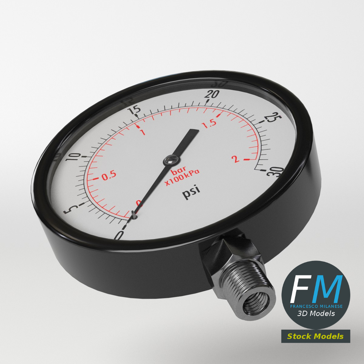 3D-Modell - Analoges Druckmessgerät - 05