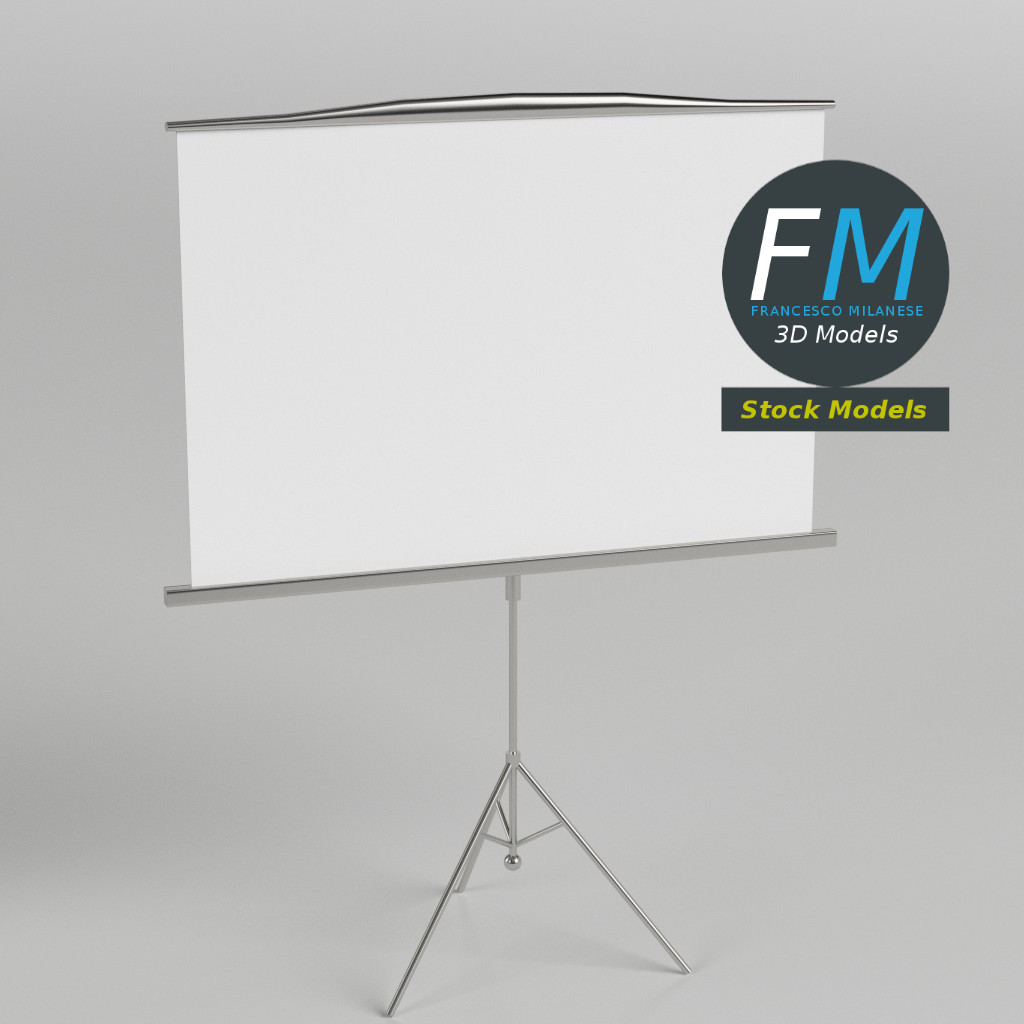 3D-Modell - Projektionsleinwand mit Stativ - 01