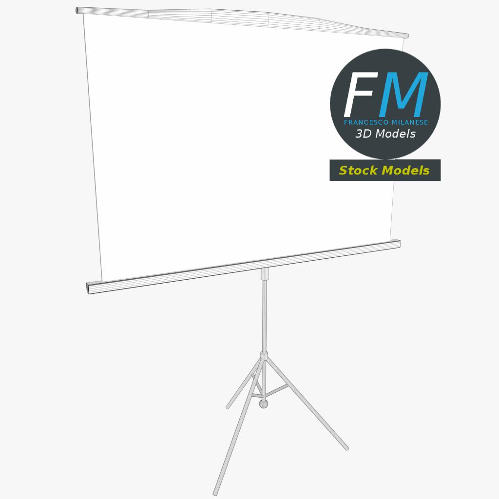 3D-Modell - Projektionsleinwand mit Stativ - 07