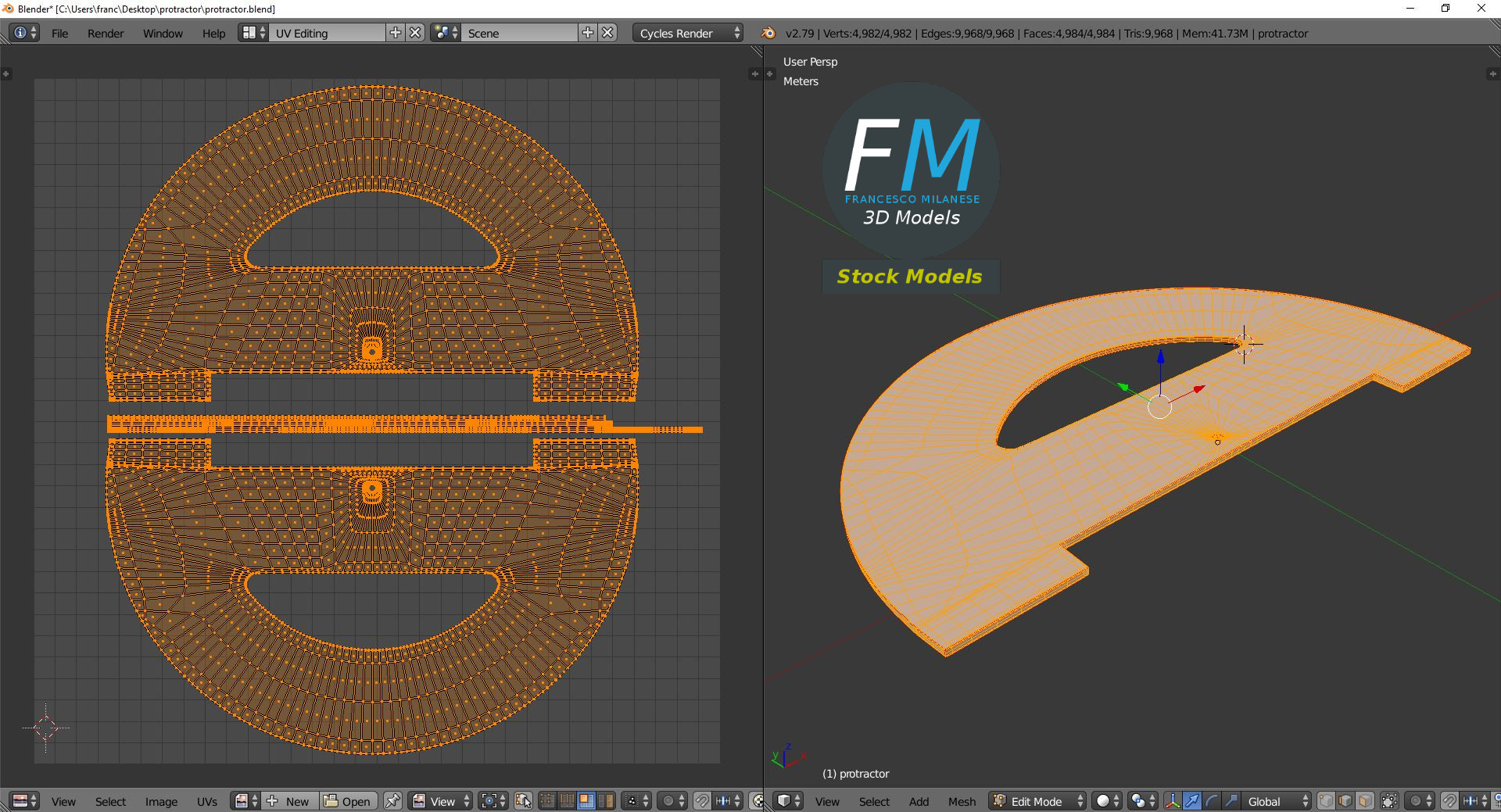 3D-Modell - Halbkreis-Winkelmesser - 10