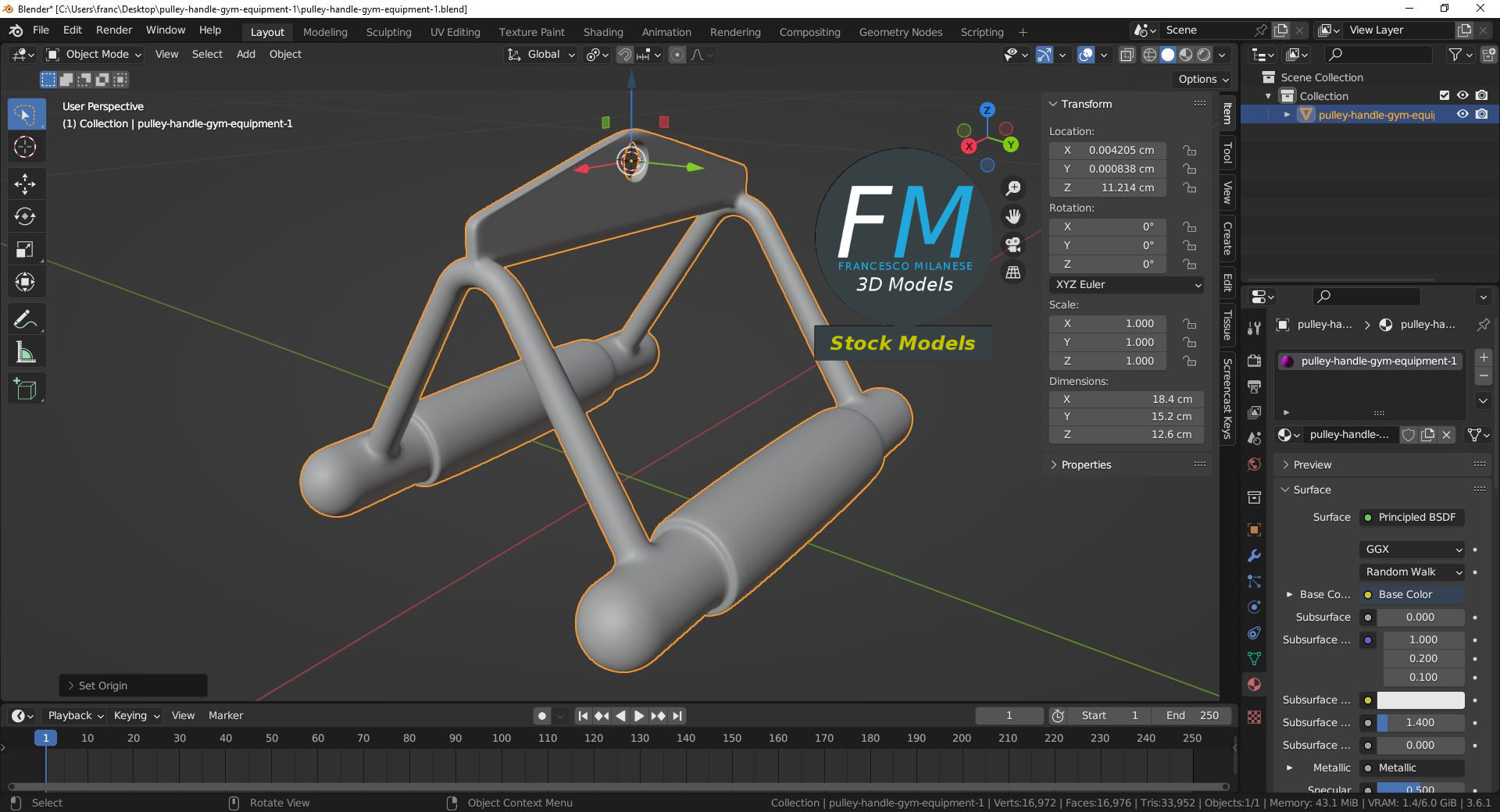 3D-Modell - Kabelzuggriff für Fitnessgeräte - 09