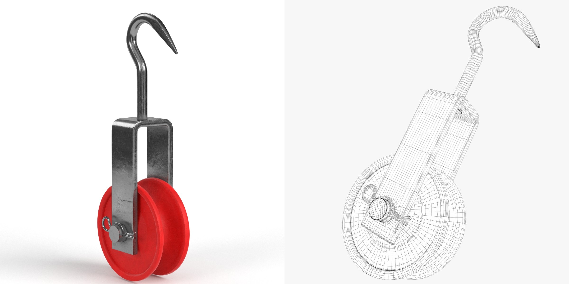 3D-Modell - Seilrolle mit Haken