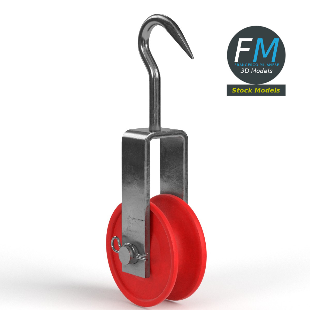 3D-Modell - Seilrolle mit Haken - 01