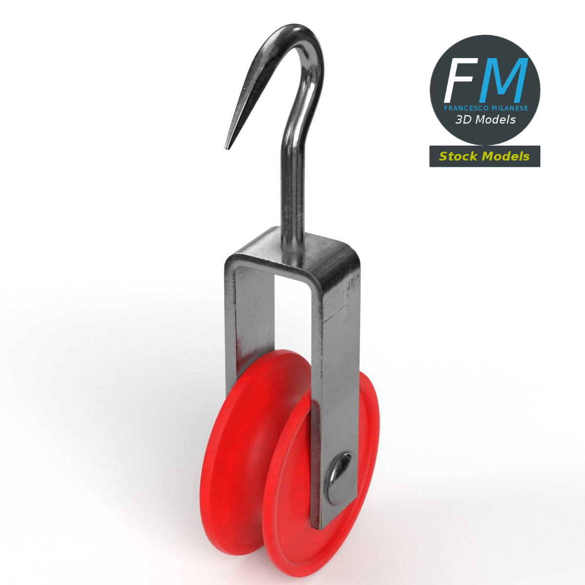 3D-Modell - Seilrolle mit Haken - 02