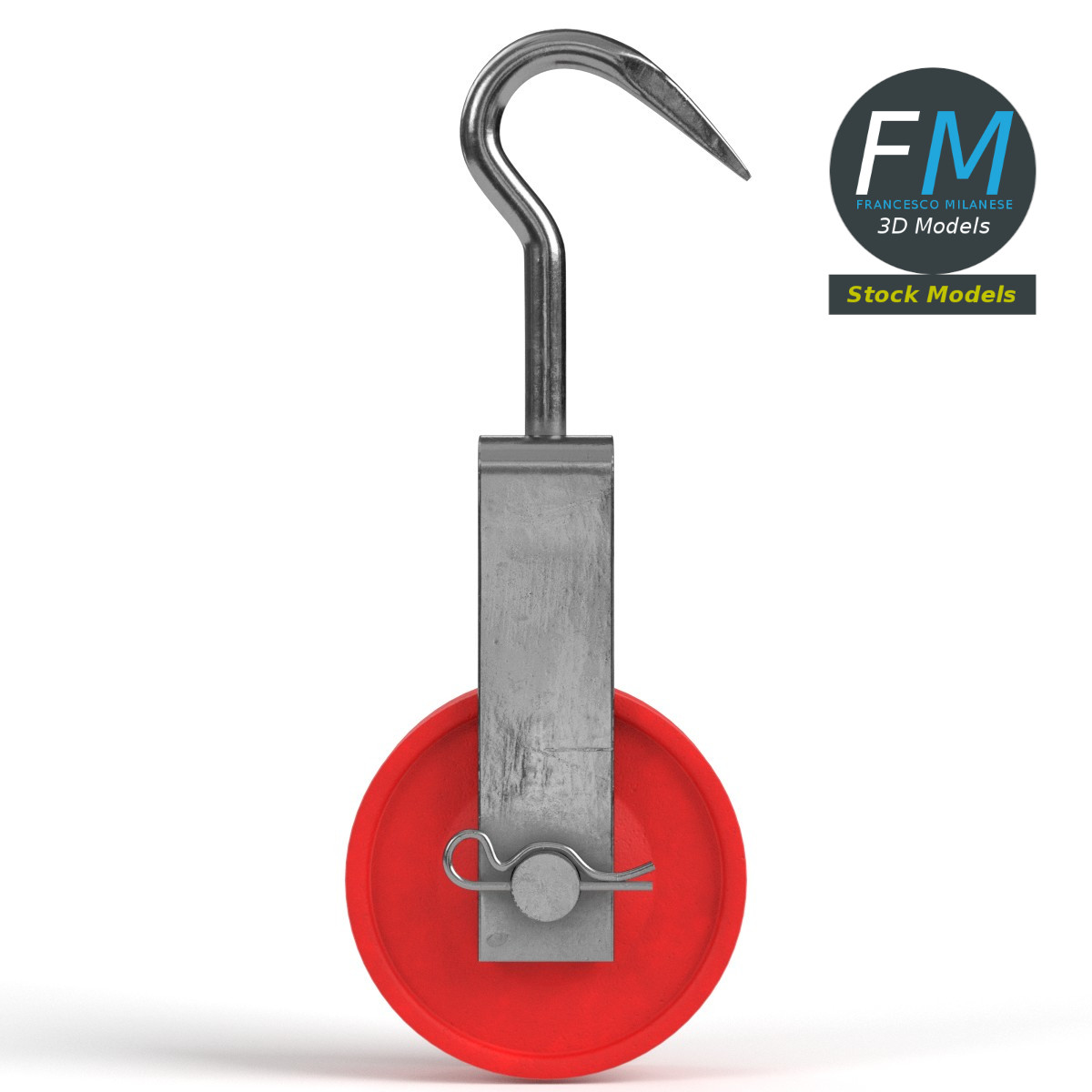 3D-Modell - Seilrolle mit Haken - 03