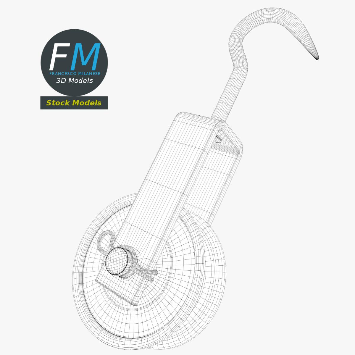 3D-Modell - Seilrolle mit Haken - 07