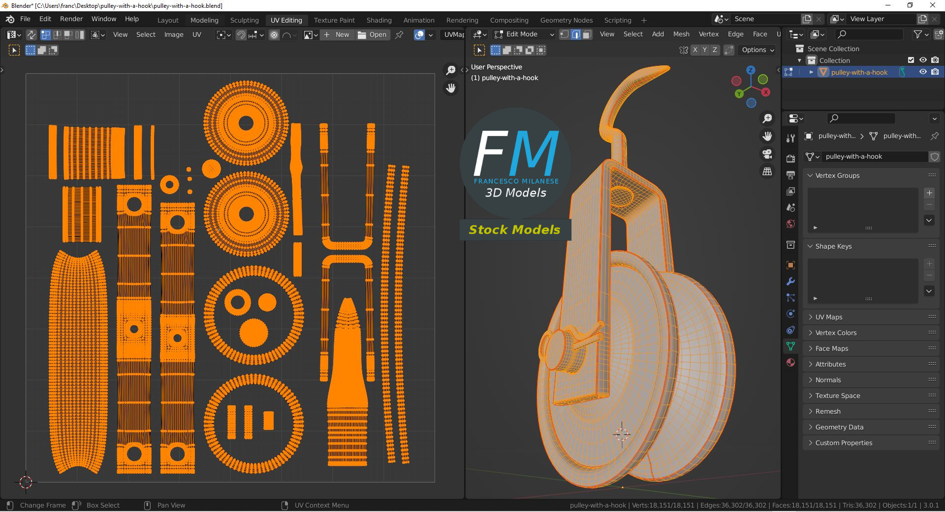 3D-Modell - Seilrolle mit Haken - 10