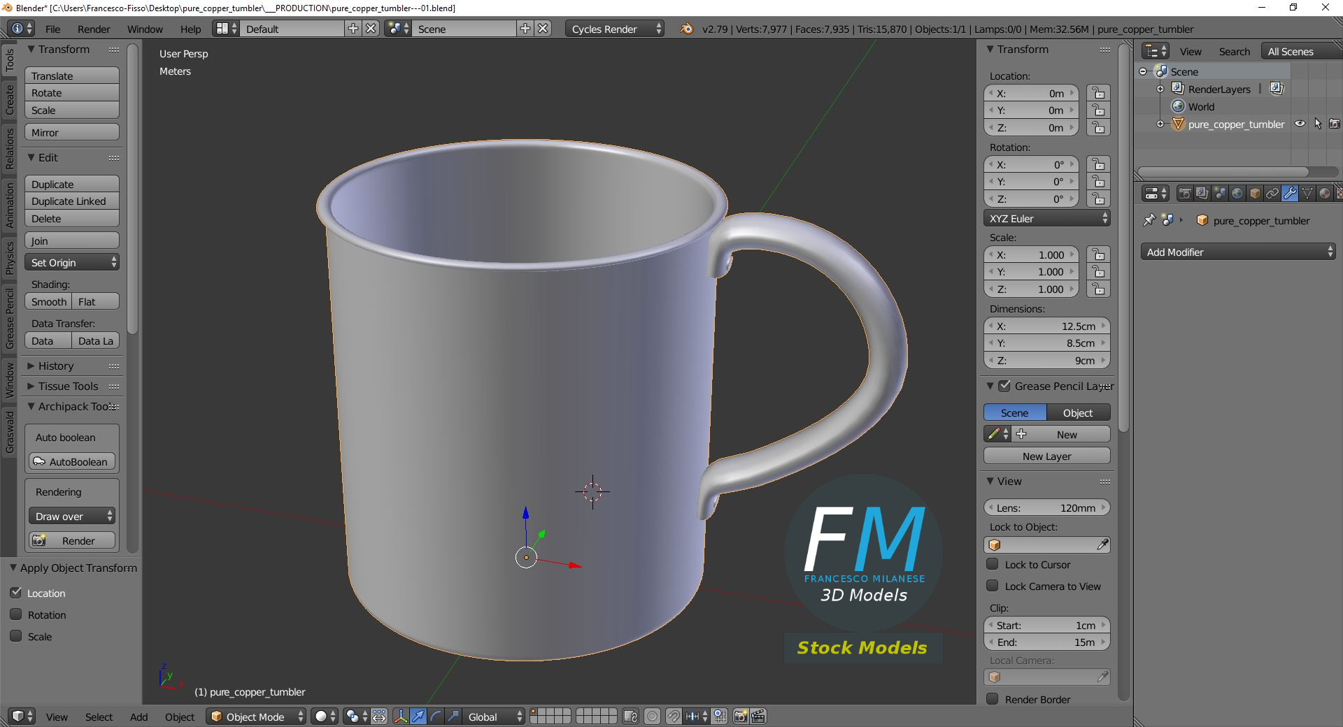 3D-Modell - Trinkbecher aus Reinem Kupfer - 09
