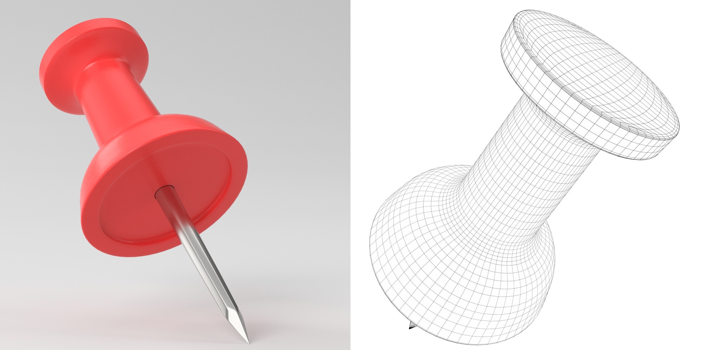 3D-Modell - Rote Reißzwecke