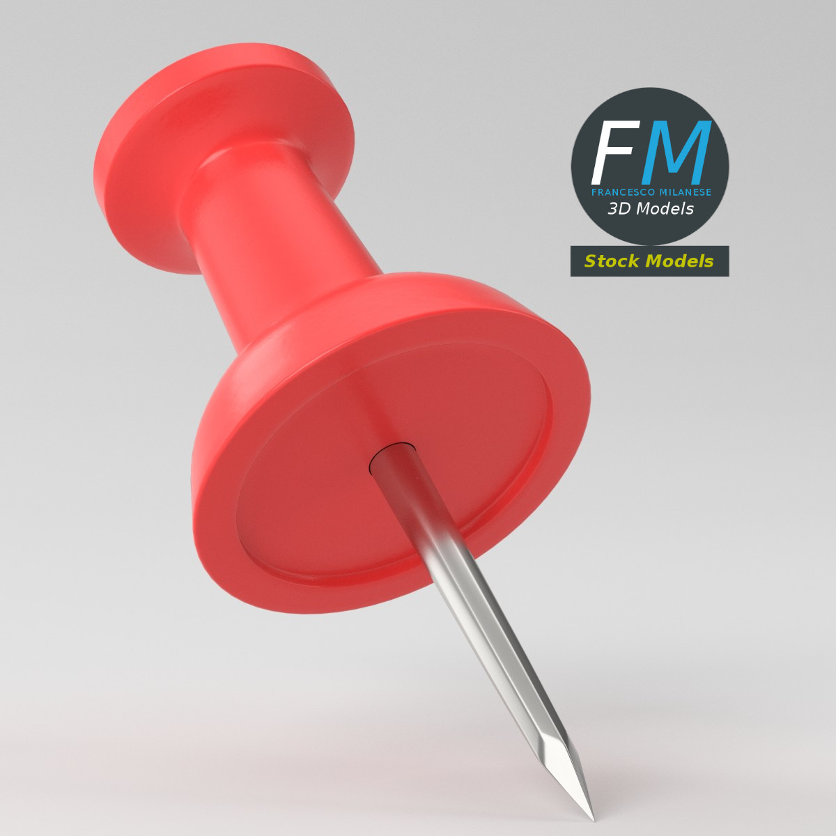 3D-Modell - Rote Reißzwecke - 01