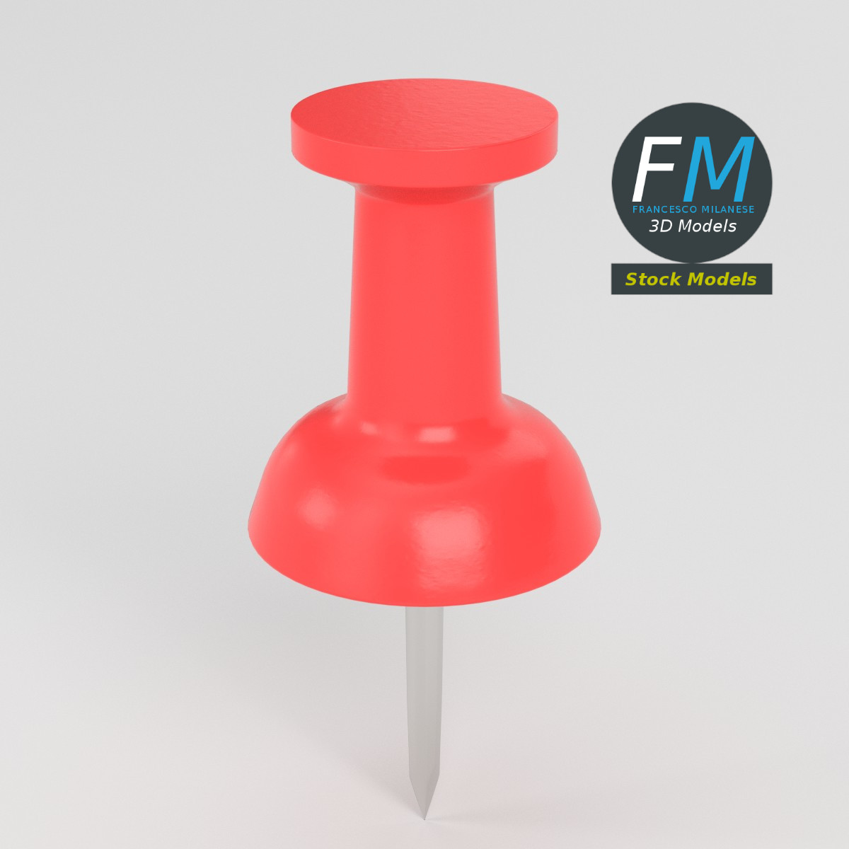 3D-Modell - Rote Reißzwecke - 02