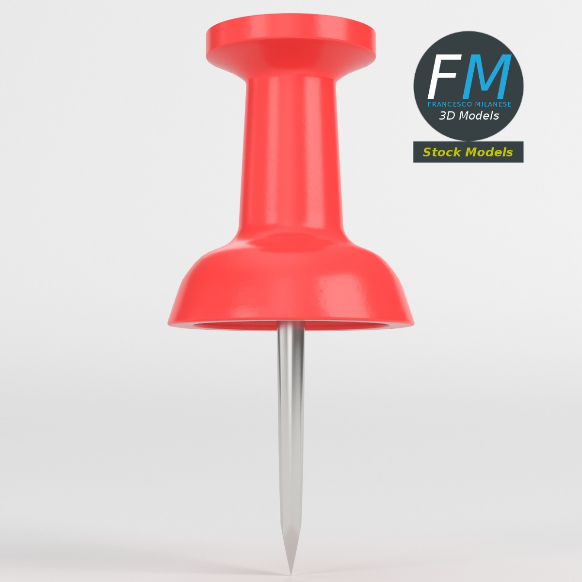 3D-Modell - Rote Reißzwecke - 03