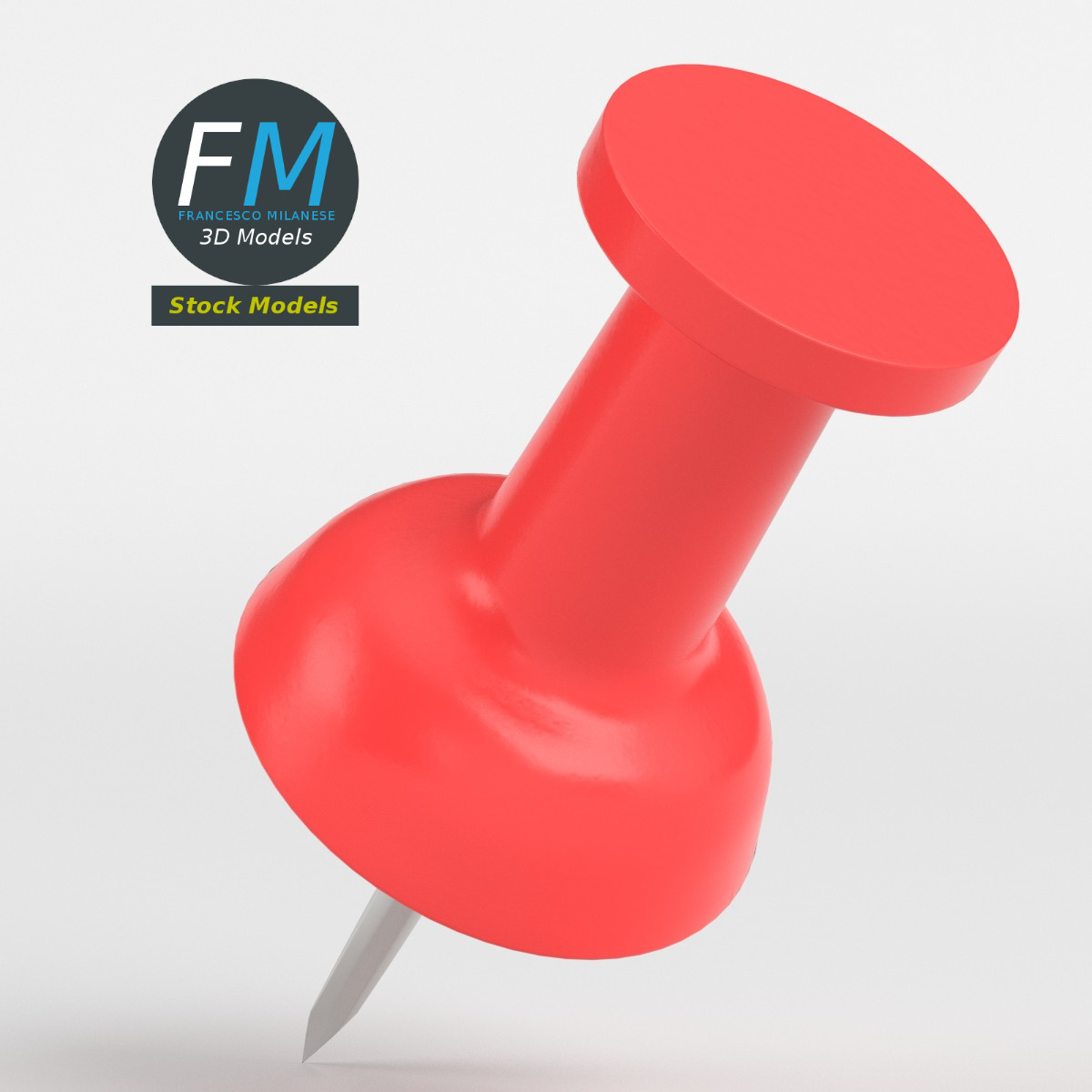 3D-Modell - Rote Reißzwecke - 04