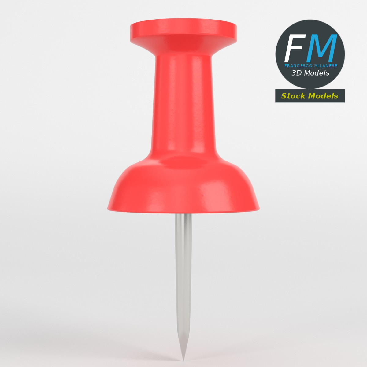 3D-Modell - Rote Reißzwecke - 05