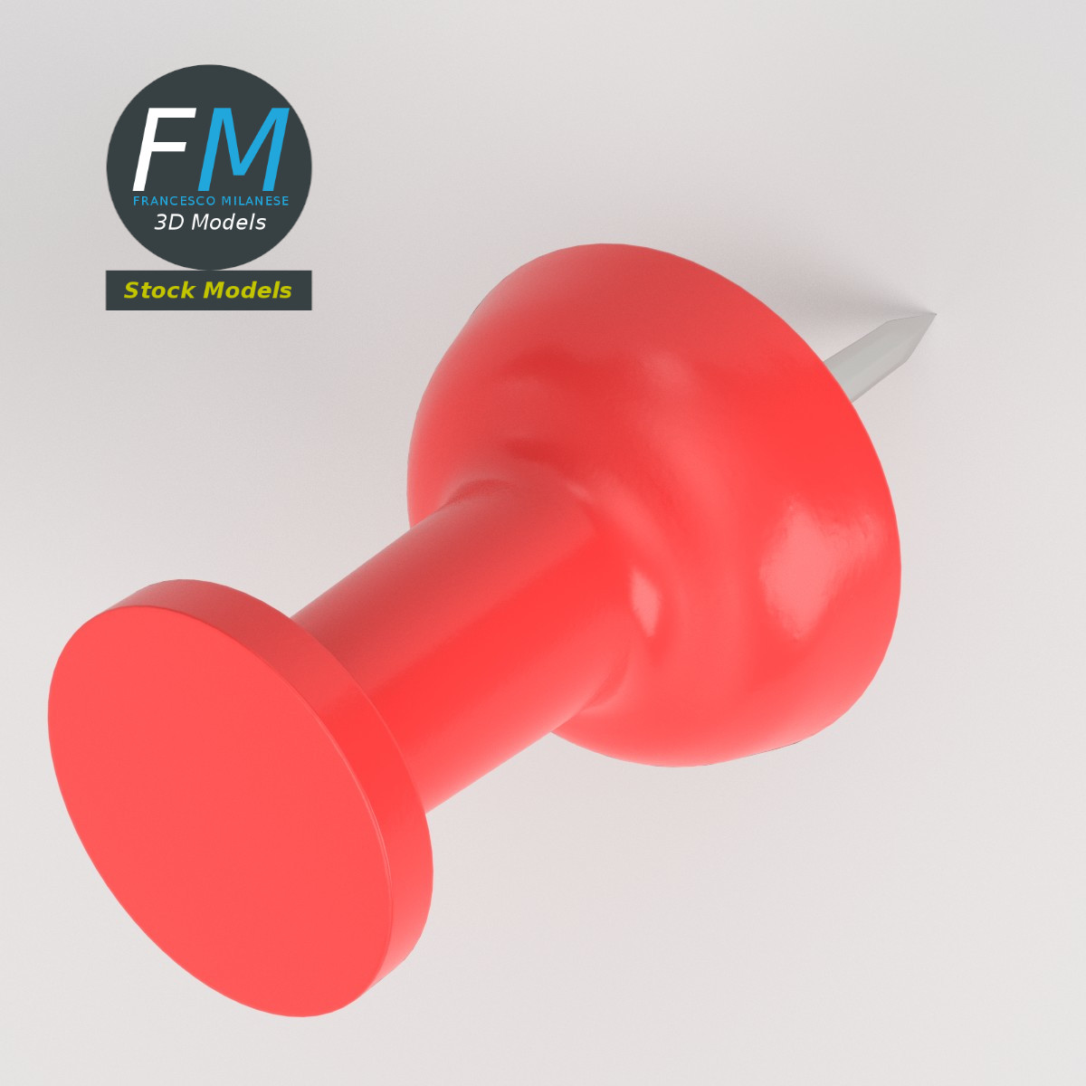 3D-Modell - Rote Reißzwecke - 06